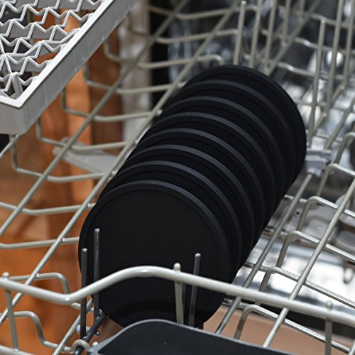 Coastee Silikon-Untersetzer – 8 Stück, schwarz, Glasuntersetzer-Set für Bar, Wohnzimmer, Küche - 3