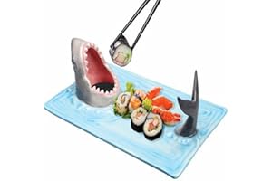 S-JIANG Shark Sushi-Teller, Haifisch-förmiges Besteck mit Lebensmitteln, Hai-Dip-Teller für Camping/Küche, spülmaschinen- und mikrowellengeeignet, Ozean-Party-Dekoration, Urlaubsgeschenke