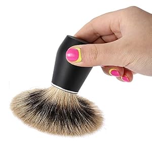 Anself Men's Badger Shaving Brush Bristle Razor Brush Metal Handle - Image 5