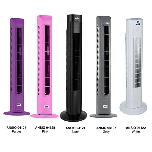 ANSIO® 30“ Oszillierend Turmventilator / Ventilator mit Fernbedienung / 3 Unterschiedliche Programme / 12 Monate Garantie / Lange 1.8m Kabel / GS, RoHS, REACH & CE bescheinigt. Rosa ( Batterien nicht im Lieferumfang enthalten ) - 6