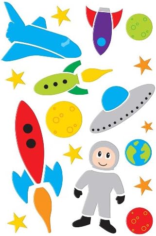 Gel Art Space Travel Window Decorations - Large pack of 3D Printed Gels that stick to windows &amp; mirrors etc