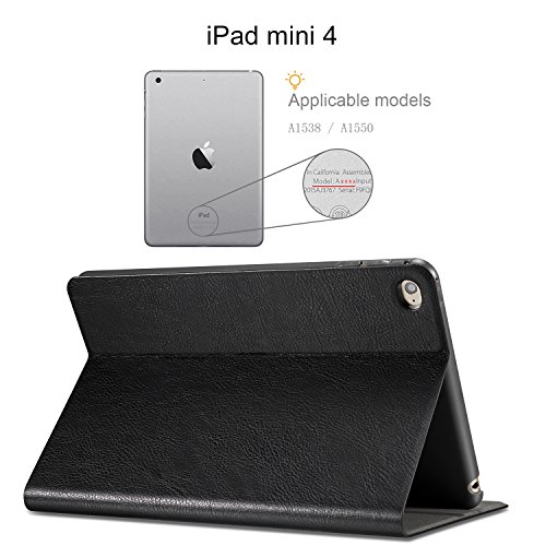 AUAUA iPad Mini 4 Hülle, iPad Mini 4 Hülle Leder Tasche Schutzhülle mit Auto aufwachen / Schlaf Funktion + Clear Schutzfolie (Gift) für Apple iPad Mini 4 Hülle Zoll Apple Tablet - 6