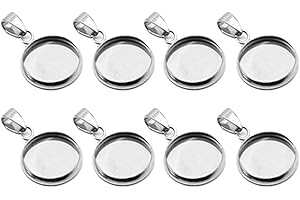 Milisten 20pcs Pendant Trays Kit Round Bezel Blanks Trays Pendant Cabochon Settings for DIY Crafting Photo Jewelry Making Silver 12mm
