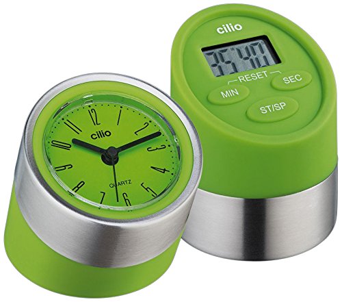 Cilio 294880 Digitaltimer Gemelli mit Uhr, grün