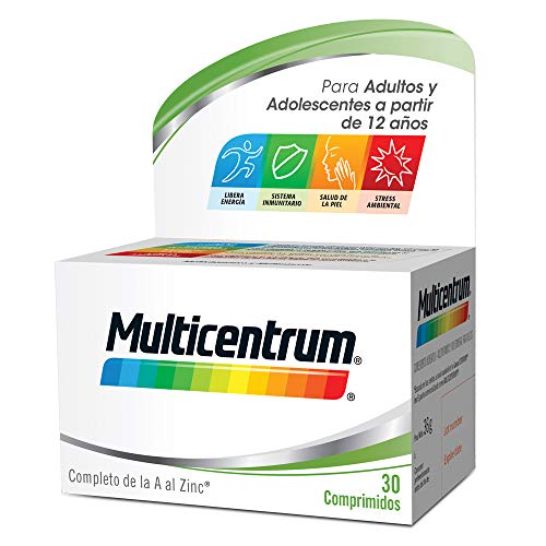 Multicentrum Adulto Complemento Alimenticio con 13 Vitaminas y 11 Minerales, Con Vitamina B1, Vitamina B6, Vitamina B12, Hierro, Vitamina D, Vitamina C, 30 Comprimidos