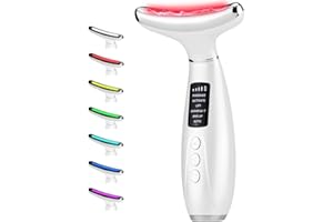 SGIP Masajeador Facial Eléctrico, Masajeador Facial Antiarrugas de 6 Modos 7 Colors LED a 45℃ EMS Lifting 4 Niveles Vibración Faciales Reductor de Papada Máquina de Belleza Para Cuello Mujer