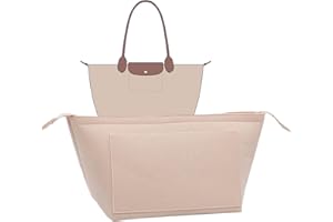 UMLIPOT Organizer per Borse per Longchamp Le Pliage L, Inserto Organizer Con Cerniera, Adatto per Manici Lunghi E Corti Longchamp, Organizer per Borsa Tote, Organizer per Borsa Tote (Grande, Bianco)