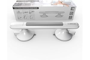 MANNICIX Agarraderas baño Ventosa Fuerte para Mayores, Asa de Seguridad para Baño, Agarrador Ducha con Advertencia, Asidero baño, Apoyabrazos del Cuarto de Baño Portátiles para Personas Mayores, Minusválidos