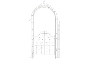CLP Arche de Jardin avec Portillon Grenada - Support pour Plantes Grimpantes Arcades à Rosiers en Fer Forgé Robuste avec Porte - Couleur :, Couleur:Blanc Antique