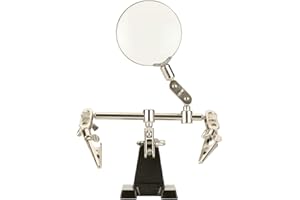 SALKI | Support à Deux Bras | en Métal de Type Universel pour Fer a Souder Électrique avec Loupe Intégrée et Bras Articulé | Vert