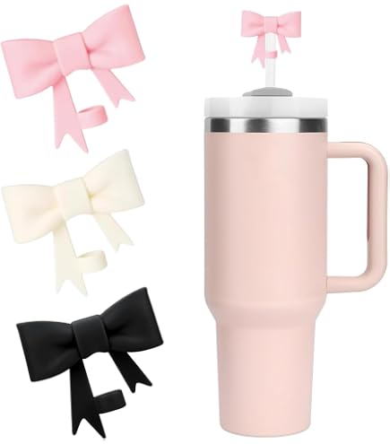 6er Set Stanley Strohhalm-Abdeckungen – Rosa Bogen-Silikonkappen, 10 Mm, Für 30 & 40 Oz Becher