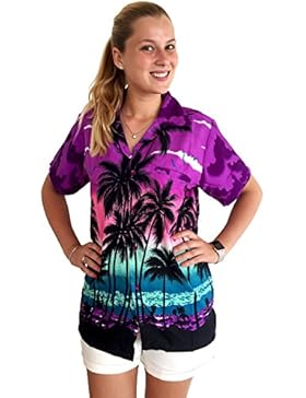 Original King Kameha | Funky Hawaiibluse Hawaiihemd | Damen | XS - 6XL | Kurzarm | Front-Tasche | Hawaii-Print...