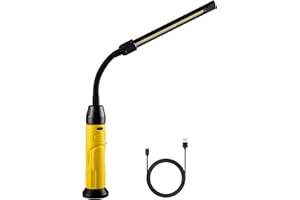 Napatyre Lampe de Travail LED Rechargeable, 1000 Lumens 2 Modes Baladeuse LED Lampe Atelier avec Bases Magnétiques, 360° Flexible Lampe de Poche pour Garage, Camping, d'urgence, etc
