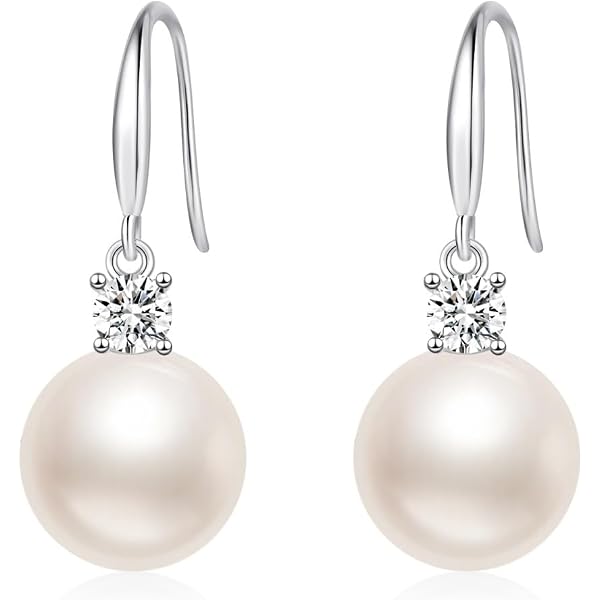 Boucles D'oreilles Créoles Avec Perles De Culture Et Cristal Blanc - Plaqué Or 14 Carats - Dormeuses - Neuf Avec étiquettes