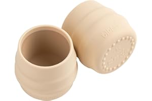BIBaDO - Sippit Silicone Baby Cup, Fawn (2-Pack) - Open Training Silicone Cups - Soft, Non Slip Grip, Weighted Base - Durable, Dishwasher Safe, BPA Free - Toddler Cups - Baby Essentials - 6 Months+