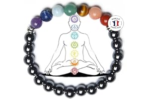 Attraction Zen BRACELET 7 CHAKRAS Pierres Naturelles | EBOOK Offert | Fait Main | Bijoux Femme Homme | Bracelet pierre naturelle | Pierres de 8mm | TOUTES LES PIERRES DE NOS BRACELETS SONT NATURELLES