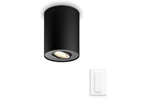 Philips Hue White Ambiance Pillar, Faretto Led Smart, Lampadina GU10 Inclusa, Telecomando Dimmer Switch Incluso, Dimmerabile, Bluetooh, 5.5 W, Nero