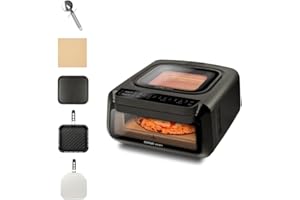 G3 Ferrari G10225 Krispy Forno Pizza e Friggitrice ad Aria, Multifunzione, 2100W, 13 Litri, Tecnologia HOBLO, Display Soft-Touch con 18 programmi, Fino a 380°C, Acccessori inclusi, Nero