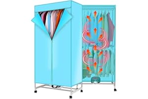 CCARZZI Heated Clothes Airer, Portable 2-Tier 1000W Heated Drying Rack Electric Clothes Dryer Machine Indoor for Wet Laundry Warm Air Drying with 15kg Load 180 Min Timer Waterproof Oxford cloth