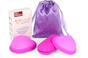FENGQ 2 Stück Menstrual Disc, Wiederverwendbare Menstruationsscheibe, Auslaufsicher Menstruationstassen aus Silikon, für Aktive Frauen Sport, Schwimmen und Intimität（Lila, L+S）