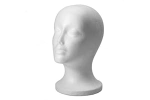 PORFEET Tête De Mannequin, Tête De Mannequin en Mousse Féminine Modèle Chapeau Perruque Porte-Bijoux Boutique Présentoir