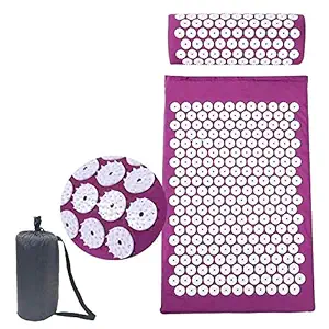 Cannagenix Pain Relief Acupressure Exercise Pillow Set Mat for Back Neck Full Body Yoga Acupuncture Cushion for Sciatica,Trigger Point Therapy and Muscle Relaxation (68 x 42 CM , Multi Color )