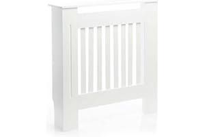 ‎TOBOLI Toboli Osłona na kaloryfer żeberkowy o wymiarach 78 x 19 x 82 cm, biała z płyty MDF, lamelowana maskownica na grzejnik łatwa do czyszczenia