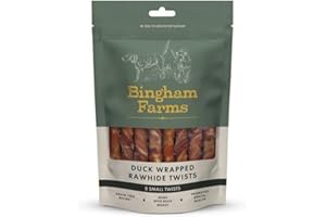 NATURES DELI Bingham Farms Duck Wrapped Rawhide Twist Dog Treat - Dental Chew, Nutritious, Natural Flavour, High Protein – Small - 8 pk - 80 g