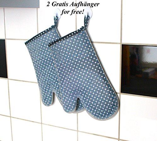 Grillhandschuhe aus Silikon und Baumwolle | Ofenhandschuhe grau | Unisex Topfhandschuhe | Backzubehör und Grillzubehör - 7