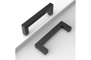 Amerdeco 10 Pieza Tiradores Cocina 96mm Tiradores Armarios Negro Tirador Puerta Tiradores Cajones de Acero Inoxidable Manillas Tiradores Para Muebles Tirador 6003