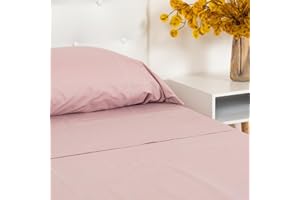 TRAMAS+ Completo Lenzuola Singolo 90x200, 100% cotone, Biancheria da Letto, Lenzuola e 1 federa da letto, Certificata STANDARD 100 by OEKO-TEX - Malva