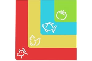 Tappetini da taglio in plastica extra spessa e flessibile, con simbolo degli alimenti e superficie posteriore "EZ-Grip" a nido d'ape (set da 4) di Cooler Kitchen