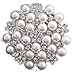 STUNNING FAUX PEARL & RHINESTONE DIAMANTE CRYSTAL VINTAGE FLOWER LOOK BROOCH