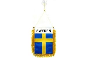 AZ FLAG Fanion Suède 15x10cm - Mini Drapeau suédois 10 x 15 cm spécial Voiture - Bannière