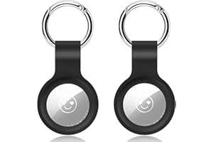 Nepfaivy Llavero Funda para Airtag Apple - Funda de Cuero con Llavero para Localizador Airtag, Funda Protectora para Airtag Anti-Perdida Anti-Rasguños GPS, Negro/Negro