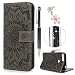 Produktbild Huawei Y6 2018 / Huawei Honor 7A Hülle Case, Filp PU Leder Wallet Handyhülle Flipcase : Bookstyle Sonnenblume Tasche mit Soft TPU Innere Schutzhülle in Grau + Anti Staub Schutz Stöpsel + Eingabestift Stylus