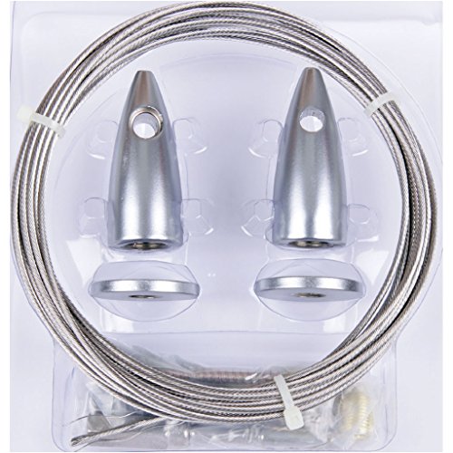 Seilspanngarnitur Niro- Drahtseil Wand + Decke, ca. 5m, Befestigungssystem Gardinen Auswahl: Castello silber – matt - 5