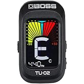 BOSS Kromatik Klips Gitar, Bas ve Ukulele G&uuml;venilir ve Hassas Pille &Ccedil;alışan Tuner Y&uuml;ksek Kontrast Renkli Ekran Garantisi (TU-