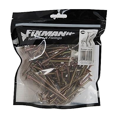 Fixman 907589 Vis à bois aggloméré, Or, 5 x 80 mm,Pack de 100