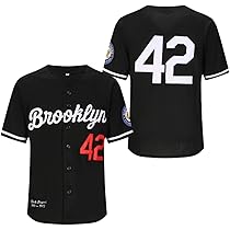Men's Black Legend Baseball Jersey Number 42 Vintage Embroidered