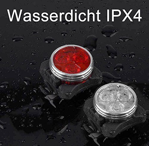 Siensync Wiederaufladbare LED Fahrradlampe, 350lm USB wiederaufladbare Fahrradlampe Set, Frontlicht + Rücklicht + 2 USB Kabel, 4 Licht Modi - 5