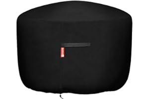 SHEECHUNG Round Gas Fire Pit/Table Cover-Heavy Duty 600D Polyester with PVC Coating Material,100% Weather Resistant and Waterproof, Fits 30",33",36 inch,35 inch, 34 inch Fire Pit/Bowl Cover,Black,36” Dia X 24”H