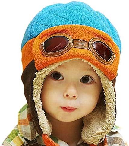 Toddlers Cool Baby Boy Girl Kids Infant Winter Pilot Aviator Warm Cap Hat Beanie Earflap Hats (Blue)
