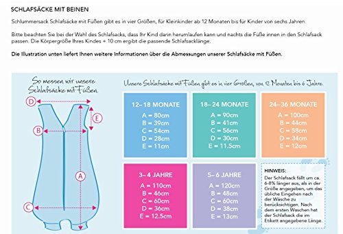 Schlummersack Kinder Sommerschlafsack mit Füssen 1 Tog – Eulen – 5-6 Jahre/120 cm - 6