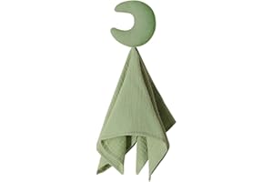 ZIGJOY Couverture de sécurité pour bébé Mousseline de Coton Nouveau-né Consolateur Doudou bébé pour Filles garçons Unisexe Grand Cadeau pour Tout-Petits Enfants Lune Vert