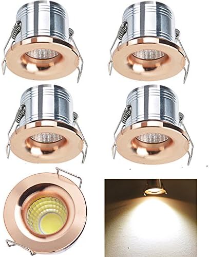 Midore5 x Mini Rose Gold LED Recessed Spotlight Cabinet 5 Mini Spot Recessed Light Set Aluminium 3 W Light Warm White