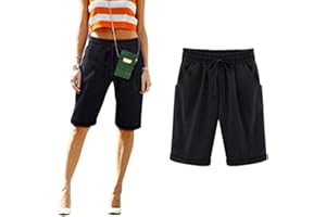 Minetom Pantacourt Femme Été Causal Coton Lin Ample Pantalon Fluide Confortable 7/8 Longueur Léger Cordon Élastique Sport Yoga Pants