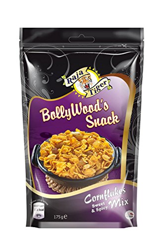 1x BollyWood's Snack Cornflakes Mix Sweet & Spicy von Raja Tiger, 175 Gramm, Authentisch nach original indischer Rezeptur- Erstmals in Europa - Die neue Bolly Chips Knabberei - Langweilig war gestern 1x BollyWood's Snack Cornflakes Mix Sweet & Spicy von Raja Tiger, 175 Gramm, Authentisch nach original indischer Rezeptur- Erstmals in Europa - Die neue Bolly Chips Knabberei - Langweilig war gestern