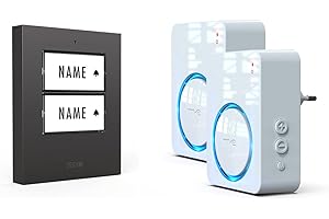 ‎M-E m-e Funkklingel BELL-522 AC Anthrazit mit Sender und Empfänger für 2-Familienhaus | Erweiterbare kabellose Türklingel mit 500 Meter Reichweite | Türglocke für Steckdose