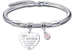 ZYMGUO Cadeau Maitresse D'école Maternelle,Cadeau Atsem Bracelet,Cadeau Professeure,Cadeau de fin d'année,Cadeau Maitresse Atsem Professeur d'école Noel Bracelet